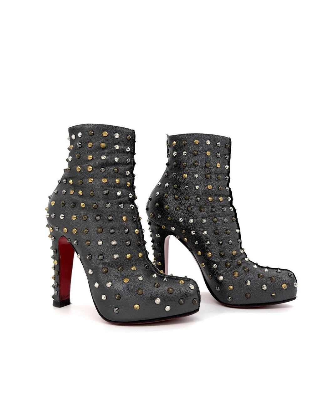 Christian Louboutin Ariella Clou Mixed Spikes Ankle Boots Bootie EU 37.5 US 7.5